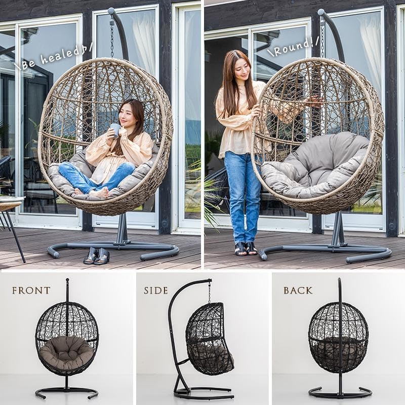 ハンギングチェア 一人掛け スタンド 吊り下げ ドーム型 たまご型 人工